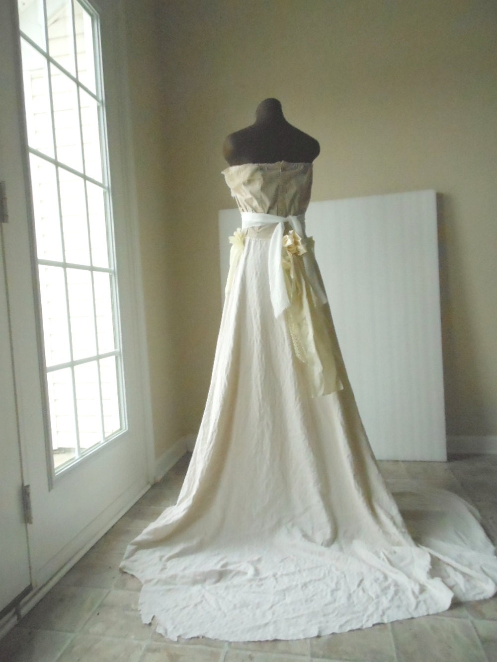 Romantic Wedding Dress Mrs Darcy Ecru Bridal Gown Shabby Chic Creme Brulee Bohemian Jane Austen Garden Woodland Steampunk Bride