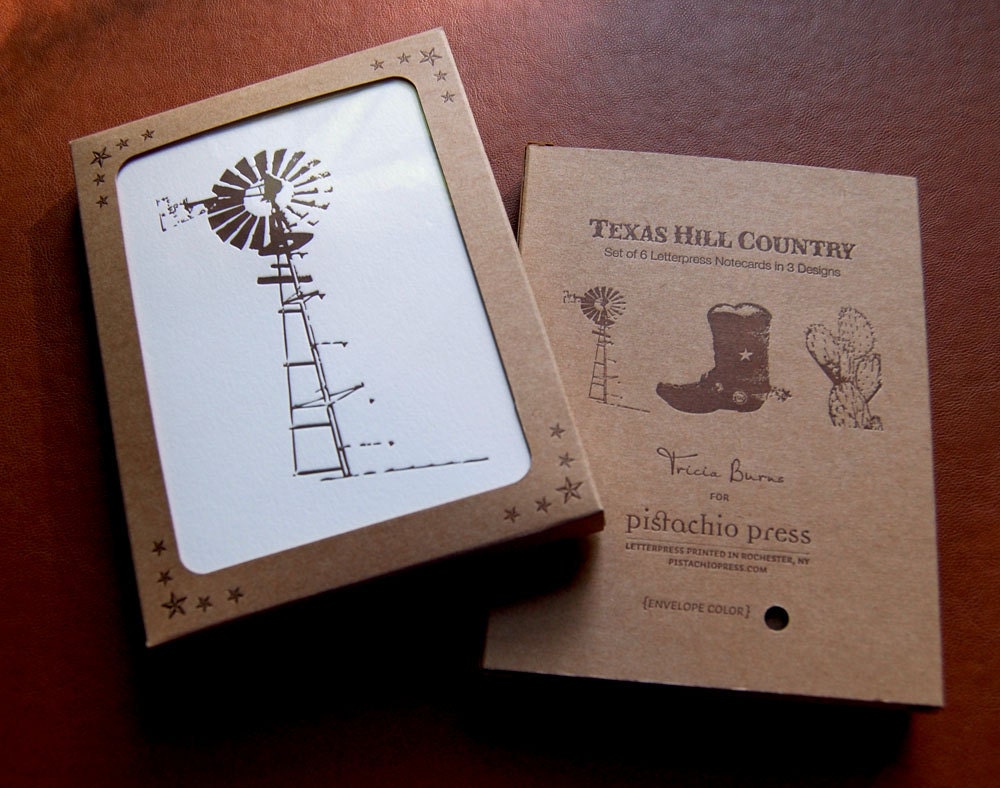 Texas Hill Country letterpress card set