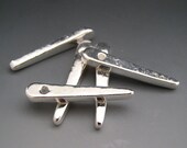 Naos - Fine Bright Silver Spike Thorn Dagger Pendant - Mykonos Greek Ceramic Bead (5) - 30mm long