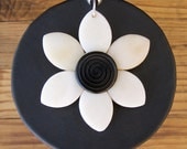 Tagua Nut Flower Pendant - Black 'n White - Delighful Daisy