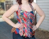 Glamarita Tie Me Up Tie Me Down Halter Top in Florals and Stripes Size Large