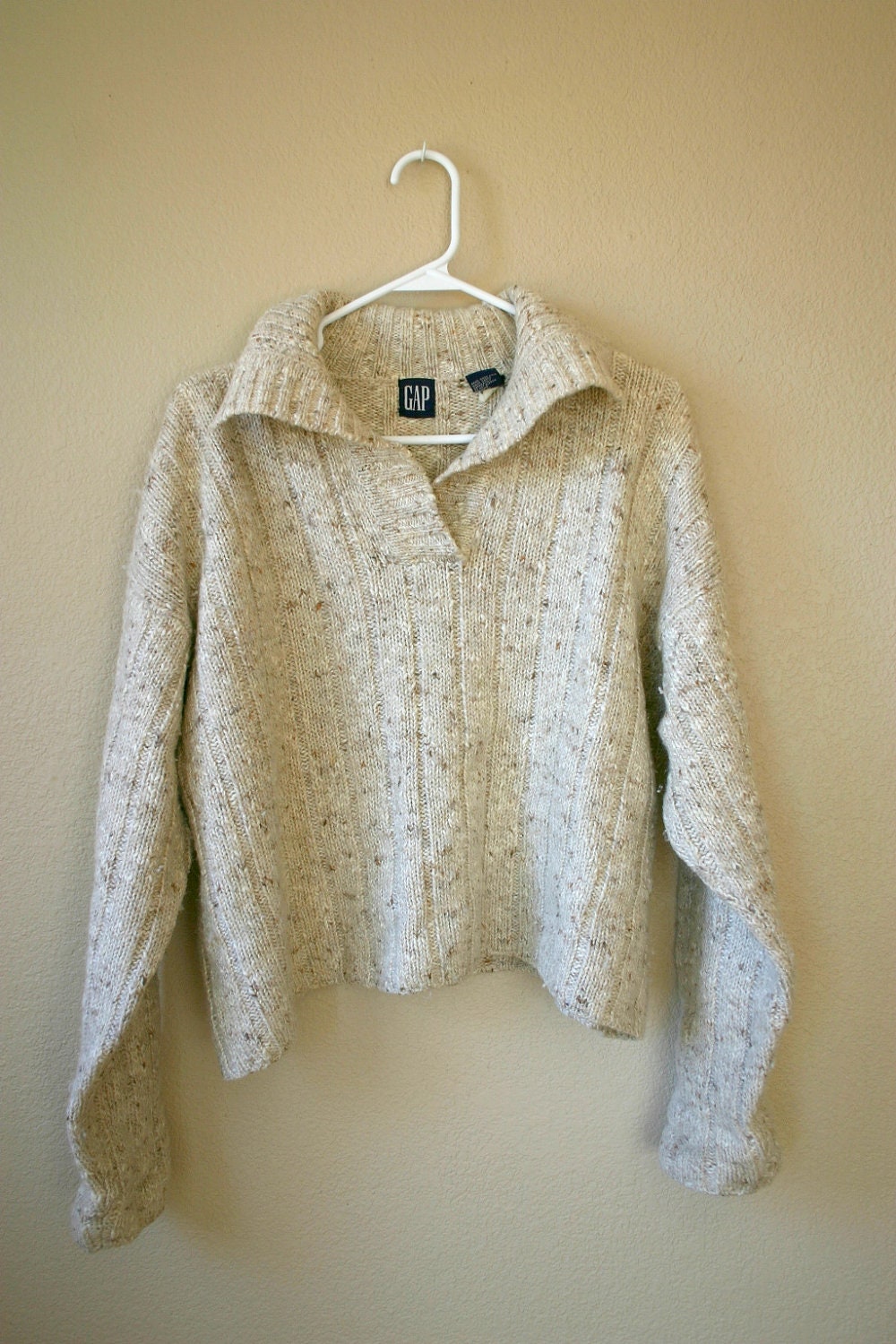OBO    Ladies Vintage 90's GAP oversized KNIT Midriff Sweater - Cotton /  Wool