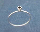 Black Spinel Slim Stacking Ring Sterling Silver Tiny Gemstone Thin