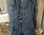 Charcoal gray Earthgarden moccasin knee high Elf Boots ORDER YOUR SIZE