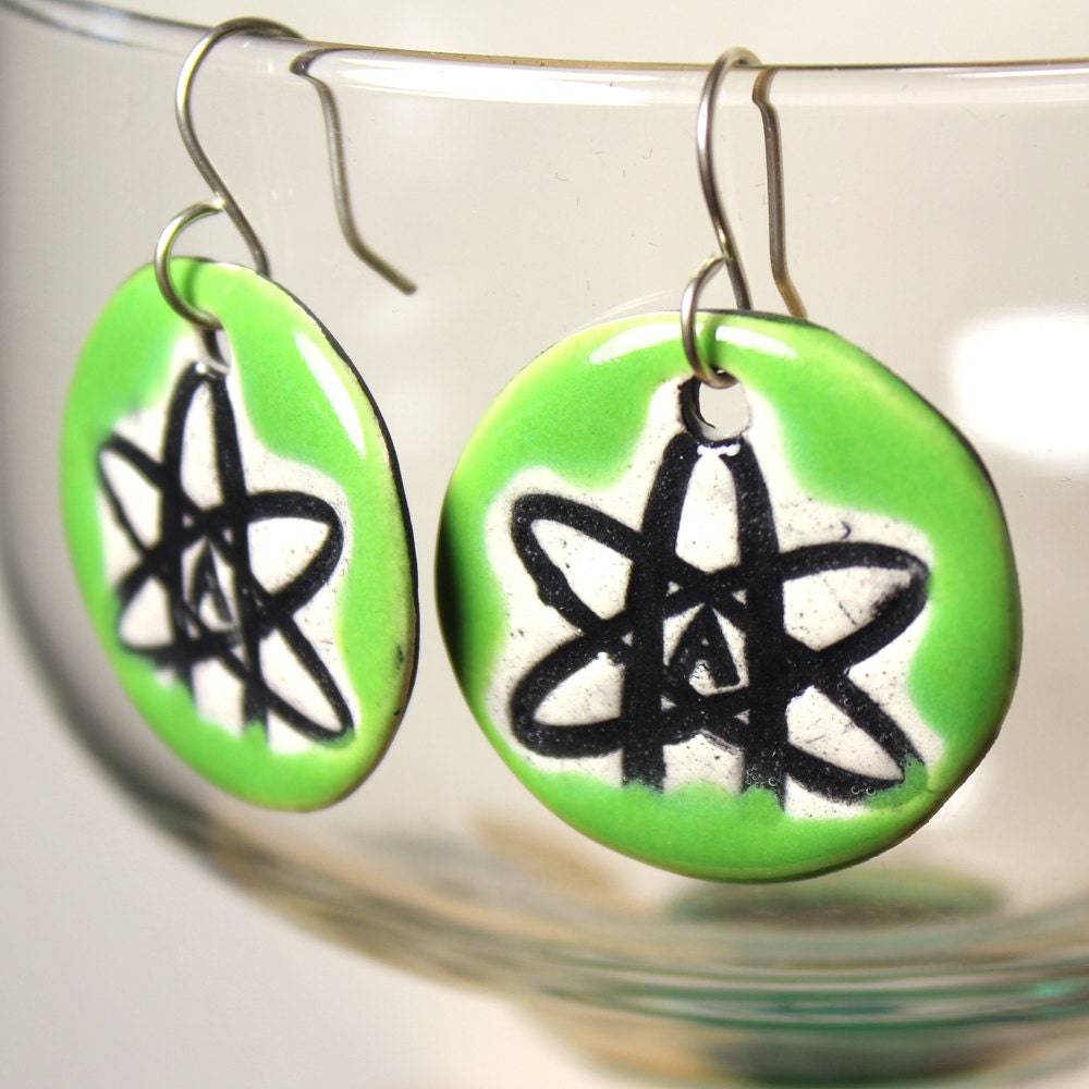 Atheist Ceramic Earrings in Green