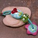 Lampwork Bead Happy Heart Stack Pendant Dangle Turquoise Lime Purple Red Divine Spark Designs SRA