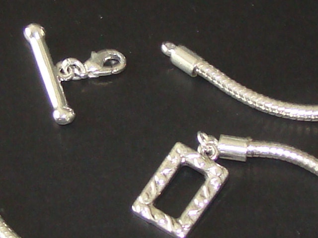 Cable style beadable Necklace approx 16 inch rope chain with rectangle toggle clasp