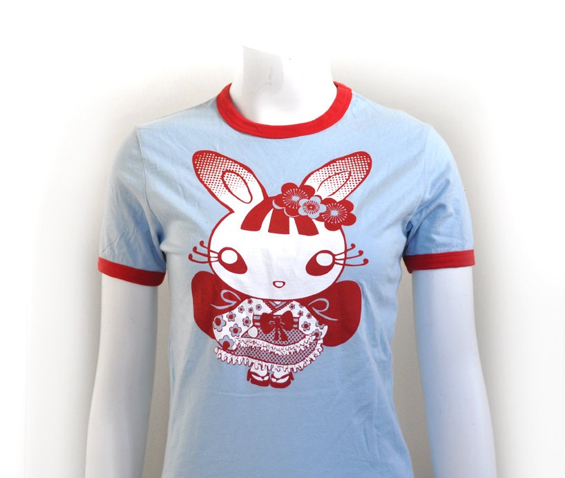Teen Kawaii wa goth bunny tee