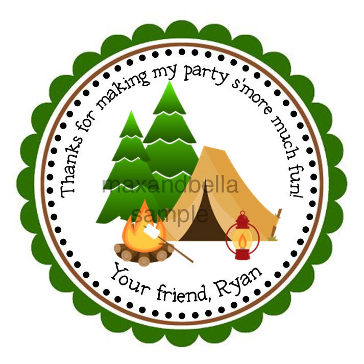 Personalized Camping Stickers, Christmas, Address Labels, Holiday, Children, Kids, Gift Tags, Party Favors - Set of 12