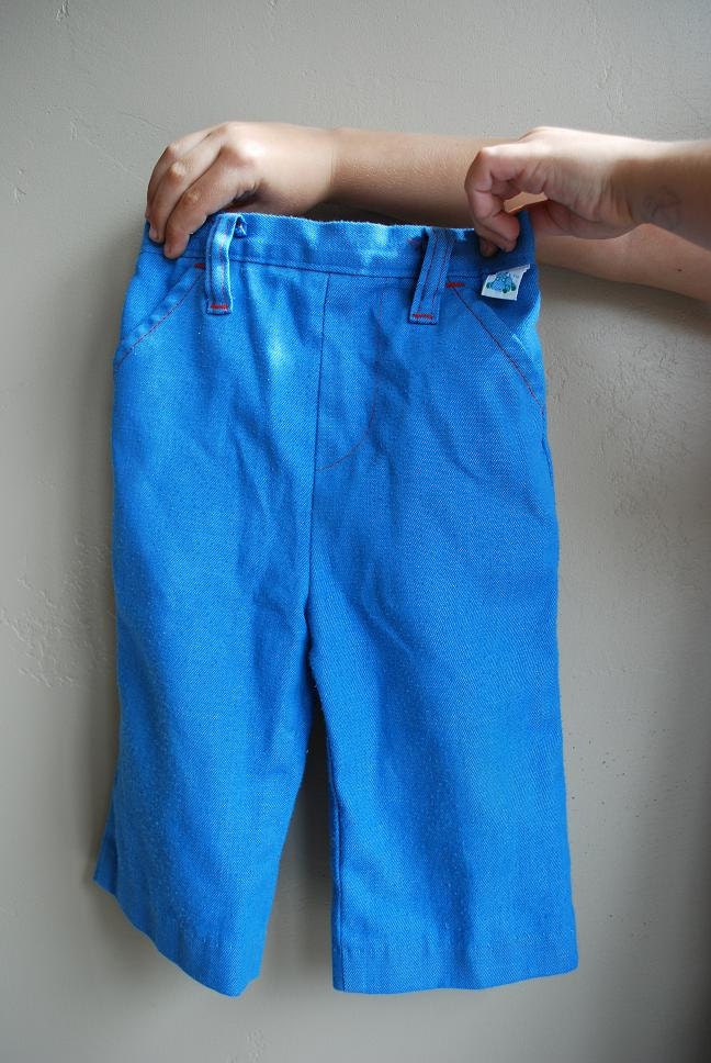 vintage blue polyester pants (like jeans)- apx. 12-18m
