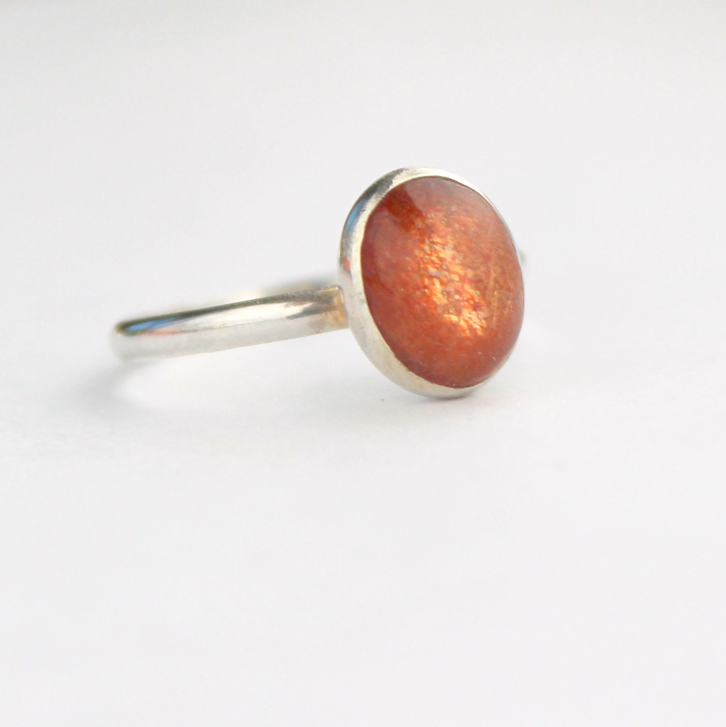 Sunstone sterling silver ring metalwork size 8
