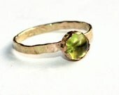 Apple green peridot ring, gold filled filligree, size 7 and a half, August birthstone, ready to ship