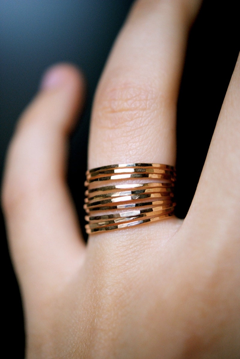Ultra Thin Gold Filled stacking rings set of 10