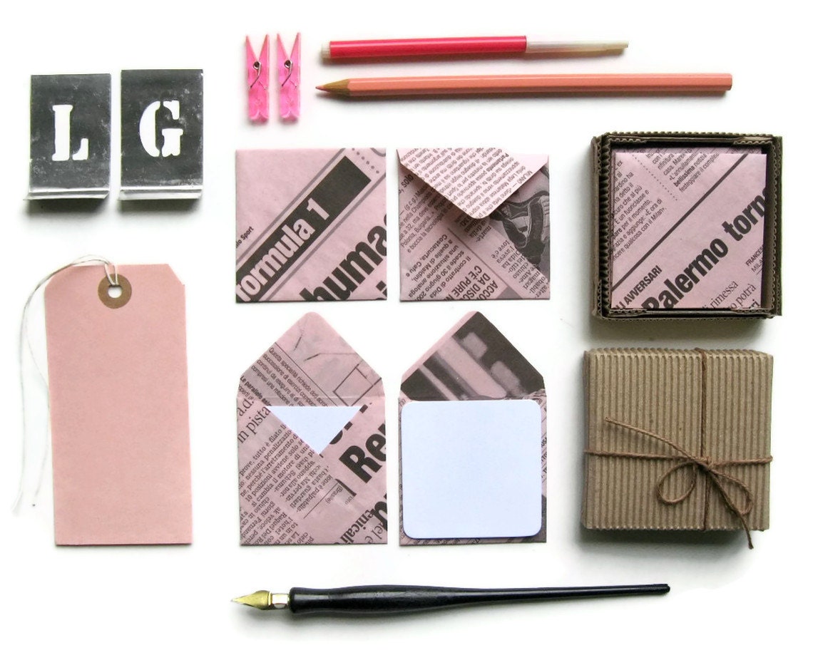 Pink Newspaper Mini Stationery Set