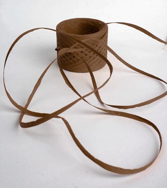 Gingerbread Brown Paper Raffia Ribbon - 20 yards for gift wrapping, crafts, decor 2mm Il_570xn