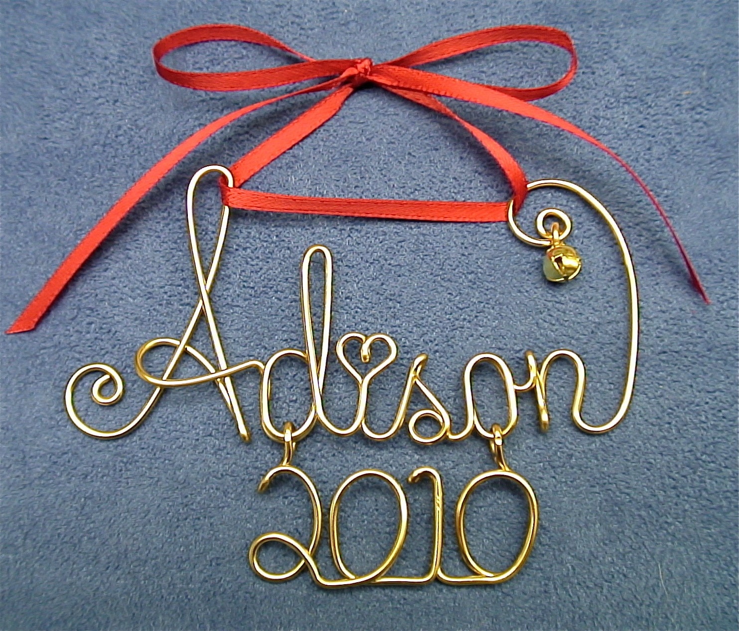 Personalized Gold/Silver Wire Name Christmas/Holiday Ornament/Gift w/year 2012-Festive Keepsake Gift Bag-Any Name-Custom made just for you
