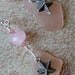 Starfish, Pink Sea Glass and Crystals Dangle Earrings