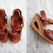 1970s vintage cut out wedge sandals / size 7.5