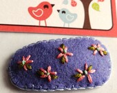 Hand Embroidered Holland  Wool Felt Hair Clip