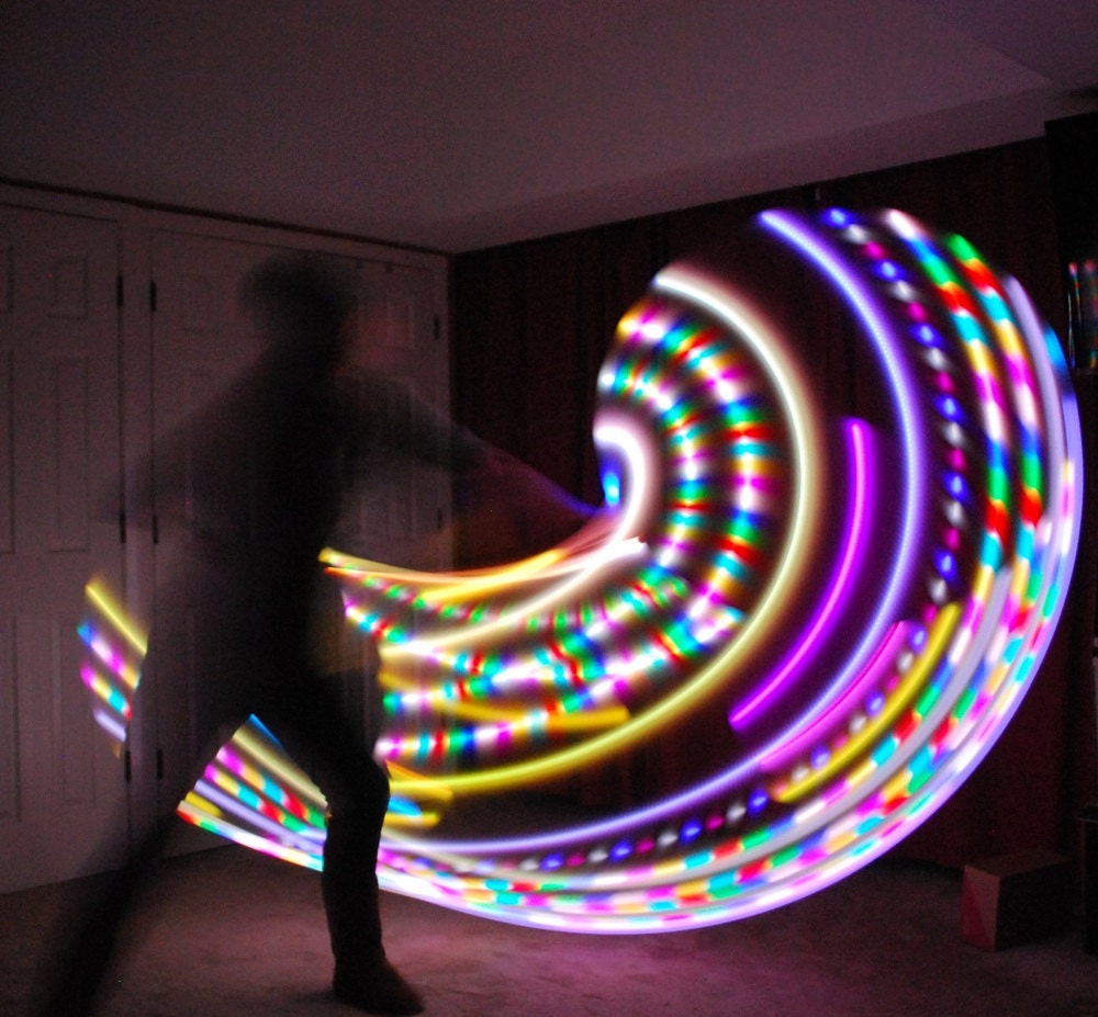 Ready to ship-GLOworm Rechargeable Infinity Collapsable LED hula hoop- 22, 5mm LEDs
