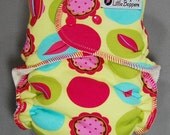 Cloth Diaper One Size Hybrid Fitted - by Little Boppers - Citron Mod Dots