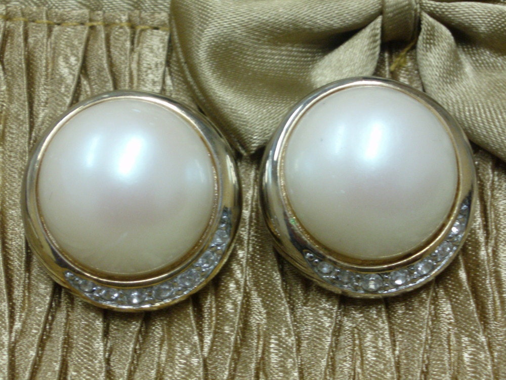 Vintage 1980s Pearl Moon Bridal Earrings Sale