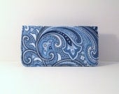 Checkbook Cover - Light and Dark Blue Paisley Pattern