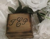 Rustic Wedding Ring Bearer Pillow Box Keepsake Personalized Handpainted Natural Alternative