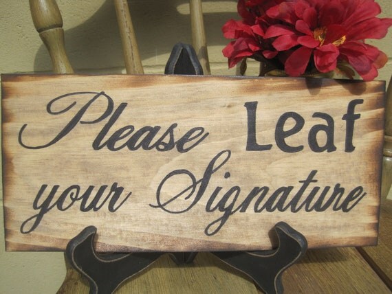 Rustic Wedding Sign Guestbook Sign Leaf Thumbprint Tree Reception Gift Table Guest book Country Woodland