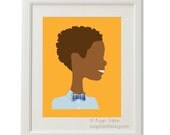 Boy with bow-tie and curls- Customized Children's art & decor