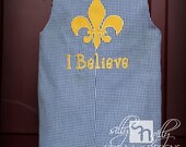 Black gingham fluer de lis New Orleans Saints inspired jon jon or romper or shortall for boys