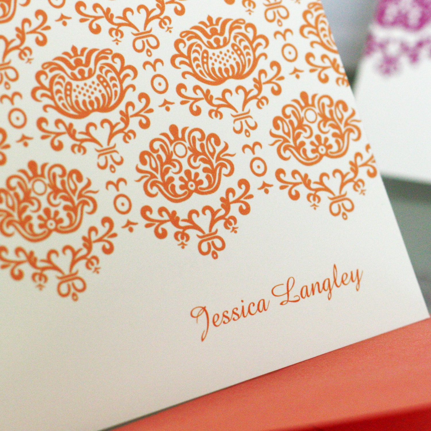 Modern DAMASK Personalized Stationery - set of 16