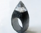 Black Spiked Stud Hand Carved Resin Ring