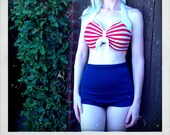 Pin Up Sailor Retro high waist bikini sizes xs-xl made to order
