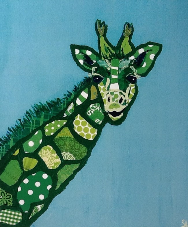 SALE Green Giraffe Limited Edition Print