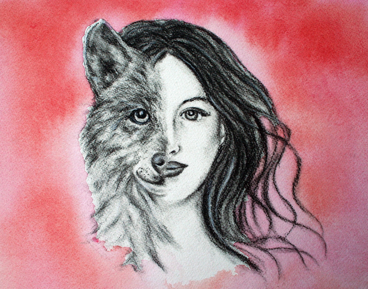 8x10 Wolf Totem Animal Portrait Fine Art Print by Celeste Johnston www.celestejohnstonart.com