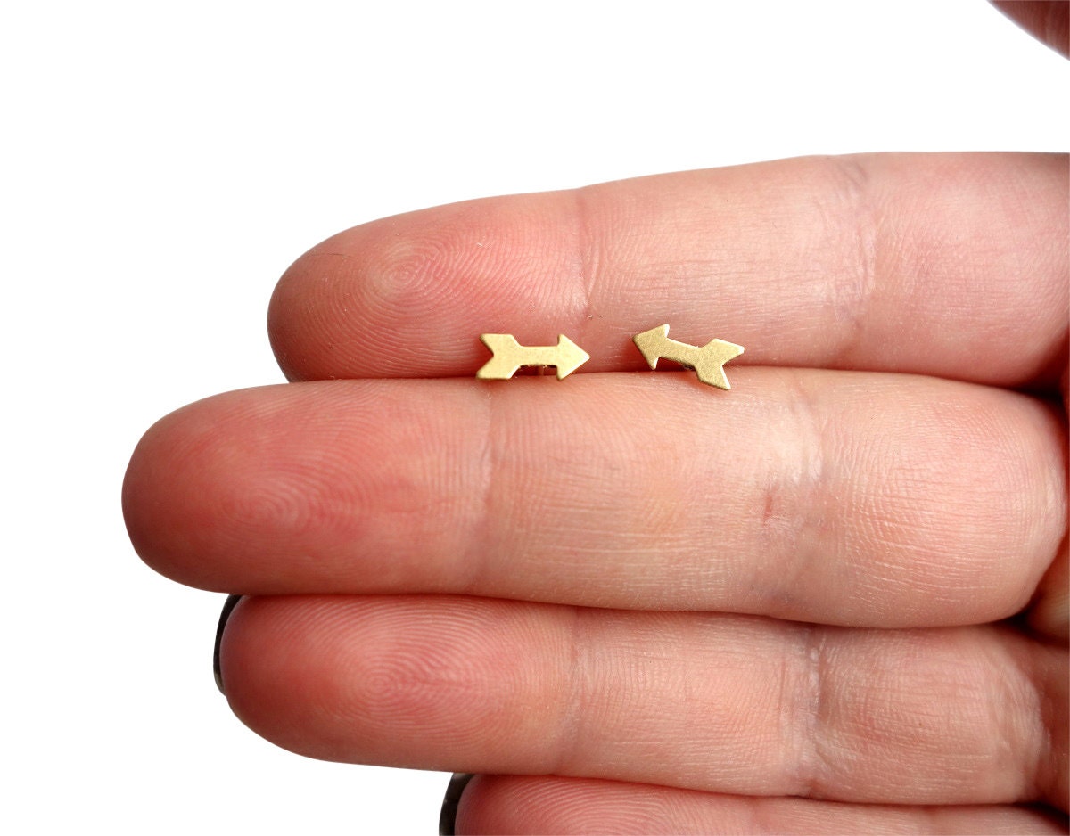 Tiny Brass Arrow Studs