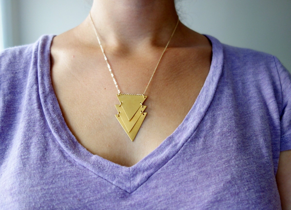 Kinetic Brass Chevron Necklace