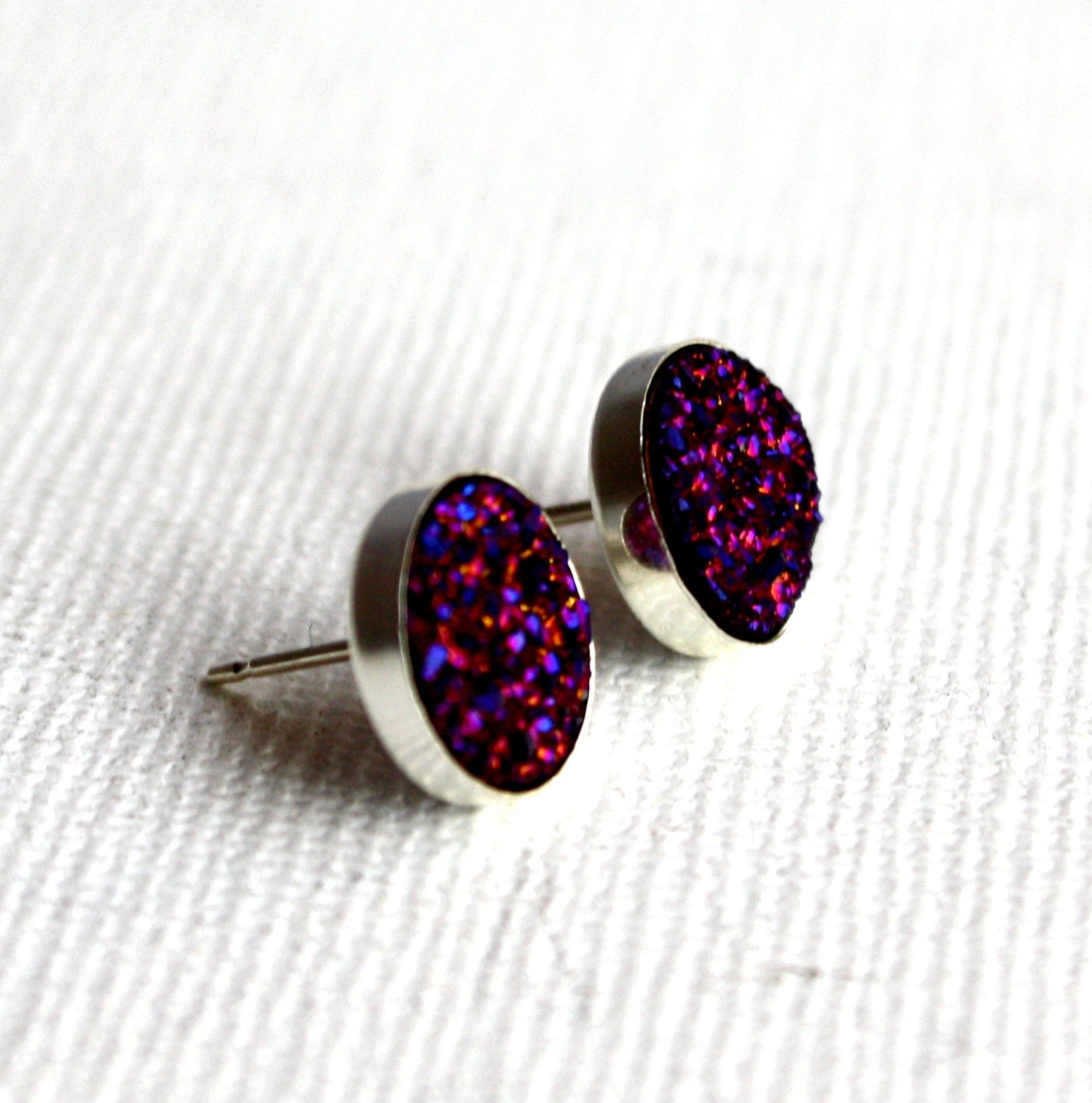 Intergalactic Purple Druzy Studs in Sterling Silver
