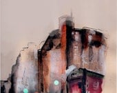 Sunset Fog - New York City landscape Watercolor Art Print