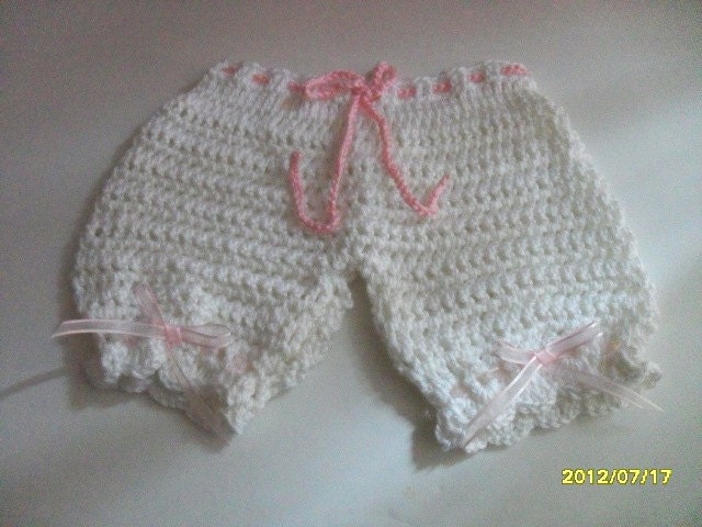 Crocheted set for baby girls 12- 18 months Baby pink cardigan and white bloomers SO CUTE