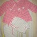 Crocheted set for baby girls 12- 18 months Baby pink cardigan and white bloomers SO CUTE