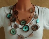 Turquoise-brown colors cowslips ---neck piece---necklace