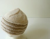 Winter white wool knit hat