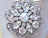 Wedding  Shoe Clips - Pearl Shoe Clips, Wedding Accessories,"Crystal Bouquet"