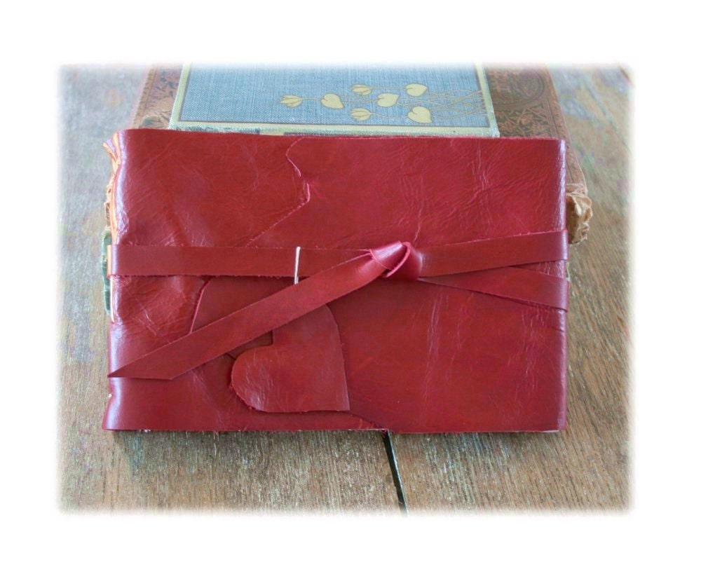Leather Guestbook / Sketchbook / Journal . 5.5"x8.75" . rich red . handmade handbound (320pgs)