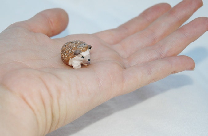 OOAK Hand Made Sculpted Tiny Miniature Critter by Amber Rose Creations. Baby Hedgehog Or custom wild animal or pet