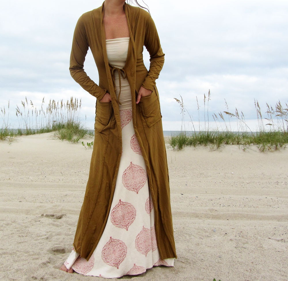 Tie Front Long Jacket with Pockets ( Local Organic Cotton)