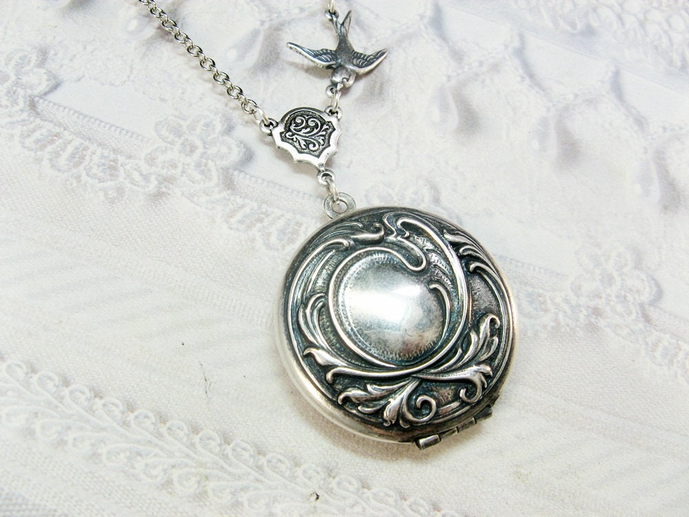 Silver Locket Necklace - The ORIGINAL Silver ROMANCE Love LOCKET - Jewelry by BirdzNbeez - Wedding Birthday Bridesmaids Anniversary