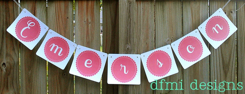 Ruffled edge CUSTOM NAME BANNER large reusable 2 dollars per letter